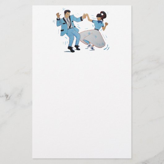 クラシックな石nロールジャイヴのダンサーの漫画 便箋 (正面)