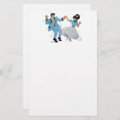 クラシックな石nロールジャイヴのダンサーの漫画 便箋 (正面/裏面)