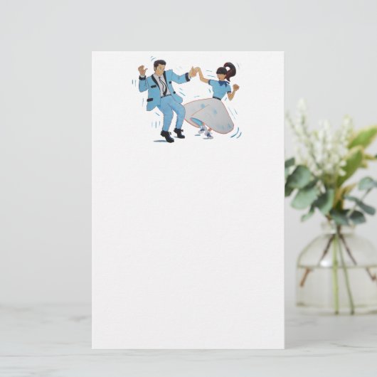 クラシックな石nロールジャイヴのダンサーの漫画 便箋 (スタンド正面)