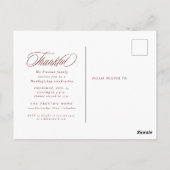 クラシックな秋のチェック柄 感謝祭ディナー招待状 ポストカード (裏面)