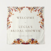 クラシックな秋のドライ ワイルドフラワー ブライダルシャワー ウェルカム タペストリー (正面)