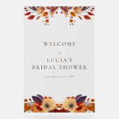 クラシックな秋のドライ ワイルドフラワー ブライダル シャワー ウェルカム  アクリルサイン (正面)