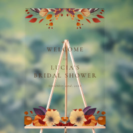 クラシックな秋のドライ ワイルドフラワー ブライダル シャワー ウェルカム  アクリルサイン