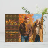 クラシックな秋のフェアアイルカラーワークパターン 招待状 (スタンド正面)