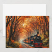 クラシックな秋の列車 招待状 (正面/裏面)