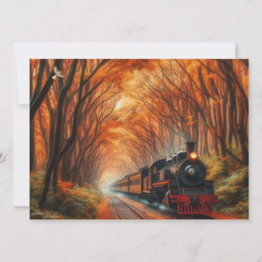 クラシックな秋の列車 招待状 (正面)