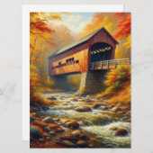 クラシックな秋の紅葉に覆われた橋 シーズンカード (正面/裏面)