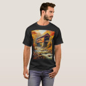 クラシックな秋の紅葉に覆われた橋 Tシャツ (正面フル)