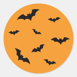 クラシックな空飛ぶコウモリのハロウィンステッカー ラウンドシール