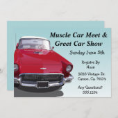 クラシックな筋肉車のパーティー 招待状 (正面/裏面)