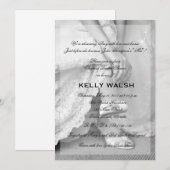 クラシックな結婚前パーティー招待状 黒と白 招待状 (正面/裏面)