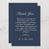 クラシックな結婚式のお礼カード ネイビーブルー 招待状 (正面/裏面)