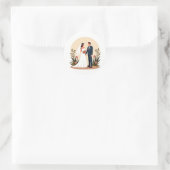 クラシックな結婚式のカップルステッカー ラウンドシール (バッグ)