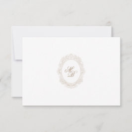 クラシックな結婚式のモノグラムクラウンQRコードRSVPカード 出欠カード