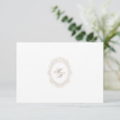 クラシックな結婚式のモノグラムクラウンQRコードRSVPカード 出欠カード (スタンド正面)