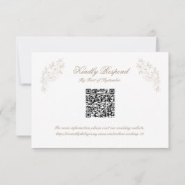 クラシックな結婚式のモノグラムクラウンQRコードRSVPカード 出欠カード