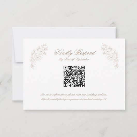 クラシックな結婚式のモノグラムクラウンQRコードRSVPカード 出欠カード (裏面)