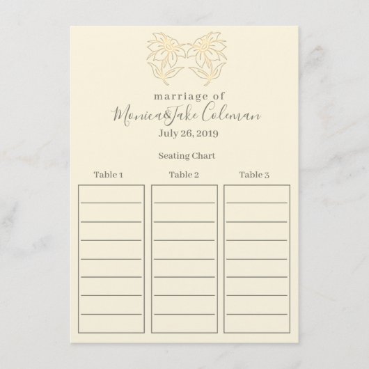 クラシックな結婚式の披露宴 | 座席表 エンクロージャーカード (正面)