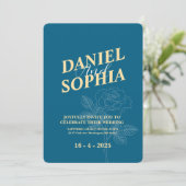 クラシックな結婚式の招待状 青 招待状 (スタンド正面)