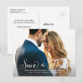 クラシックな結婚式のSave the Date インビテーションポストカード (正面/裏面)