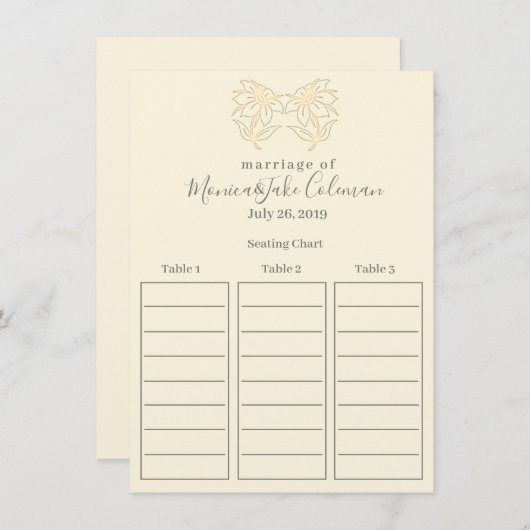 クラシックな結婚披露宴|の着席の図表 エンクロージャーカード (正面/裏面)