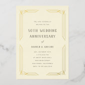 クラシックな結婚記念日ゴールド箔招待状 箔招待状 (正面)