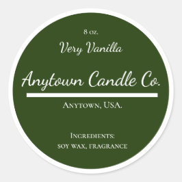 クラシックな緑および白い蝋燭の瓶のラベル ラウンドシール