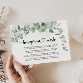クラシックな緑のユーカリの葉のハネムーンメッセージカード エンクロージャーカード