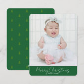 クラシックな緑の写真カード、木のデザイン(背部) シーズンカード (正面/裏面)