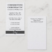 クラシックな縦のカイロプラクティックの名刺 名刺 (正面/裏面)