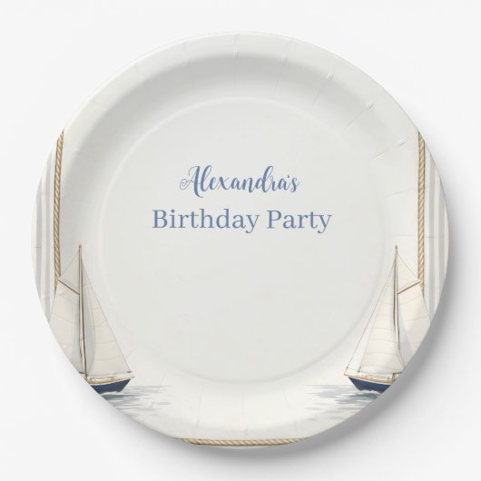 クラシックな航海帆船の誕生日 ペーパープレート (正面)