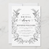 クラシックな花のリース ブライダルシャワーの招待状 招待状 (正面)