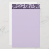 クラシックな花の紫色のペーパー文房具 便箋 (正面/裏面)