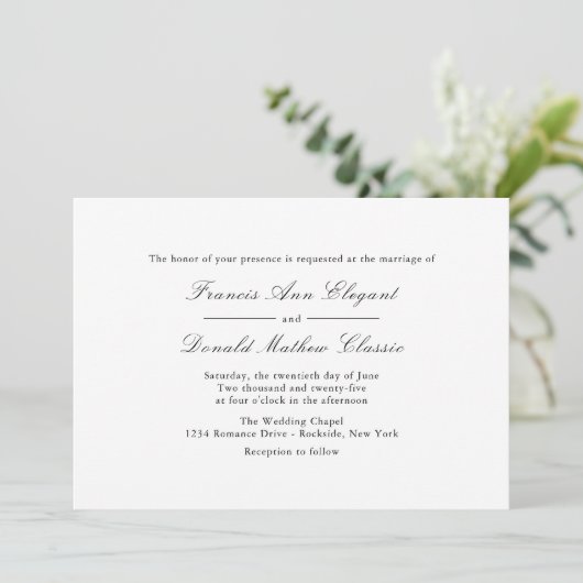 クラシックな花嫁と新郎の招待状 招待状 (スタンド正面)