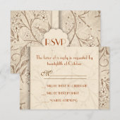 クラシックな花柄の結婚式出欠確認カード 出欠カード (正面/裏面)
