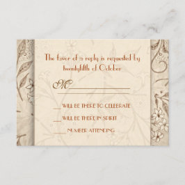 クラシックな花柄の結婚式出欠確認カード 出欠カード