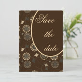 クラシックな花柄 ブラウン セーブ・ザ・デート 招待状 (スタンド正面)