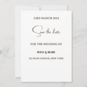 クラシックな花柄 ブラウン セーブ・ザ・デート 招待状 (裏面)