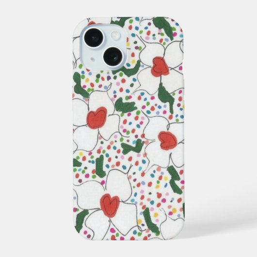 クラシックな花柄 iPhone 15ケース (裏面)