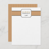 クラシックな茶色のストライプが文房具のデスクから ノートカード (正面/裏面)