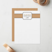 クラシックな茶色のストライプが文房具のデスクから ノートカード (正面/裏面インサイチュ)