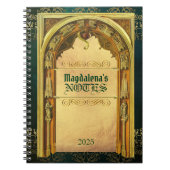 クラシックな表紙の中世建築のアンティーク ノートブック (正面)