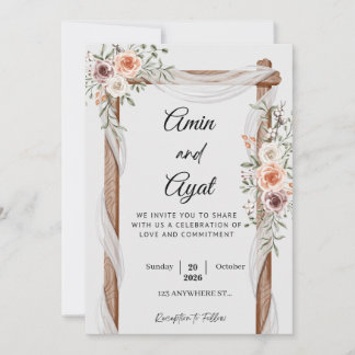 クラシックな装飾のミニマルな結婚式招待状テンプレート シーズンカード