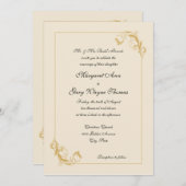 クラシックな装飾枠付きウェディング招待状 招待状 (正面/裏面)