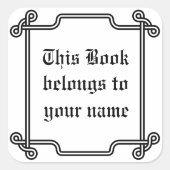 クラシックな装飾用のカスタムな蔵書票の黒及び白 スクエアシール (正面)