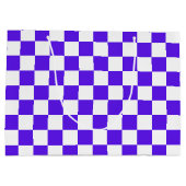 クラシックな視覚的な紫のチェック柄 ラージペーパーバッグ (裏面)