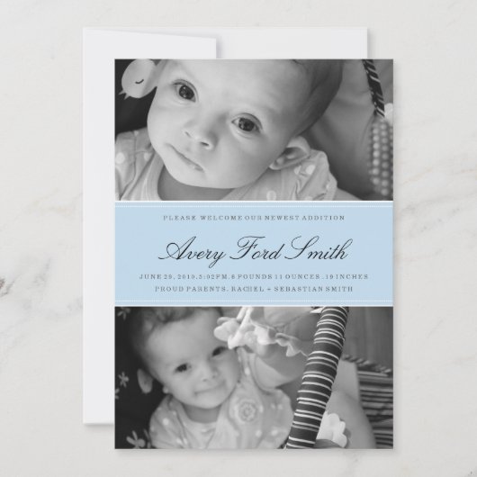 クラシックな誕生の発表 案内状 (正面)