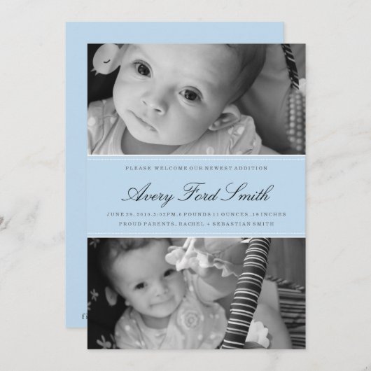 クラシックな誕生の発表 案内状 (正面/裏面)