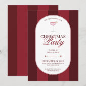 クラシックな赤いストライプのクリスマス招待状 招待状 (正面/裏面)