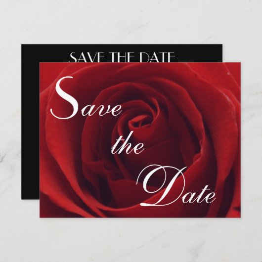クラシックな赤いバラの保存日付の結婚式招待状 セーブザデート (正面/裏面)